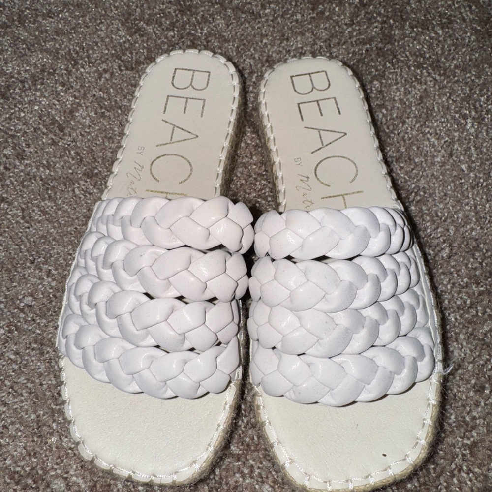 Matisse White Platform Shoes with Braided Design